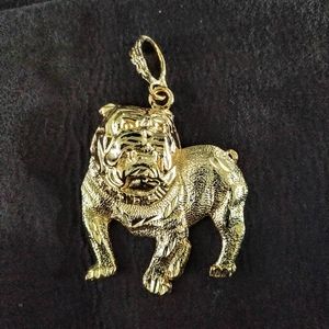 Vintage gold tone hip-hop pop culture Bulldog medallion